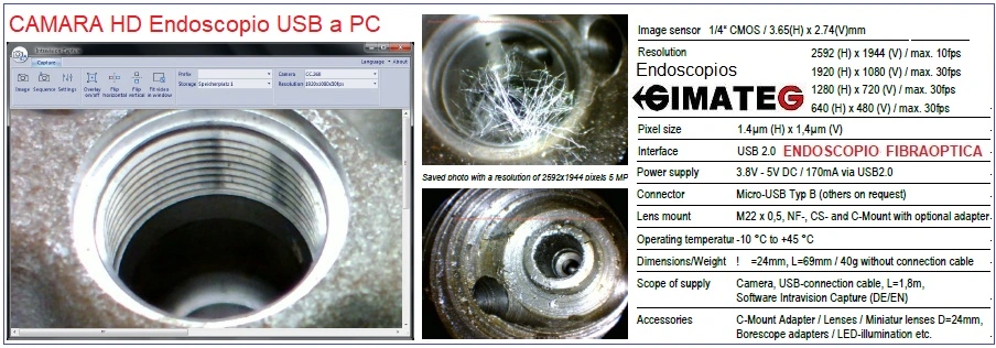 oftware endoscopio fibra optica diametro 2mm gimateg