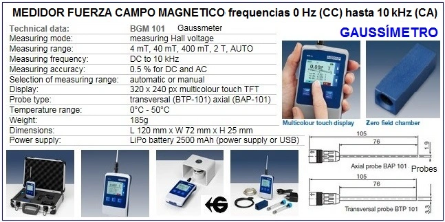 gaussimetro medidor campos magnetico 2T o 4T GimateG