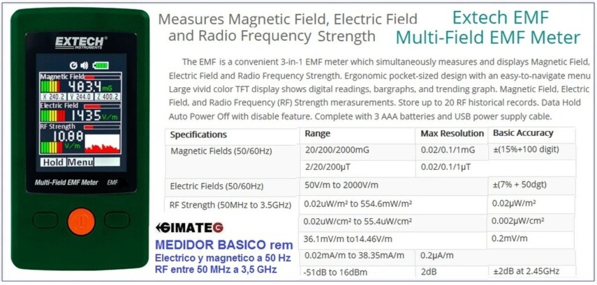 medidor basico radiaciones EMF GimateG