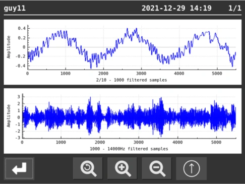 pantalla espectro FFT vibracion maquinas con foto VSHOOTER gimateg