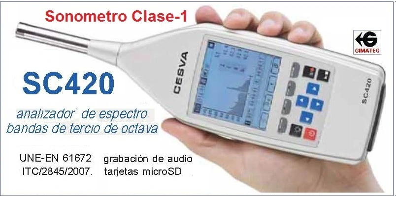 Sonometro clase 1 tercios octava y tiempo reverberacion Cesva gimateg