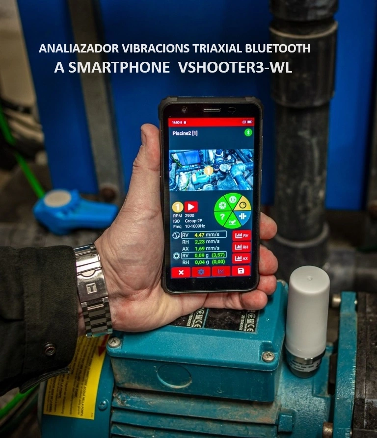 espectro FFT analisis vibracion VShooter+ gimateg