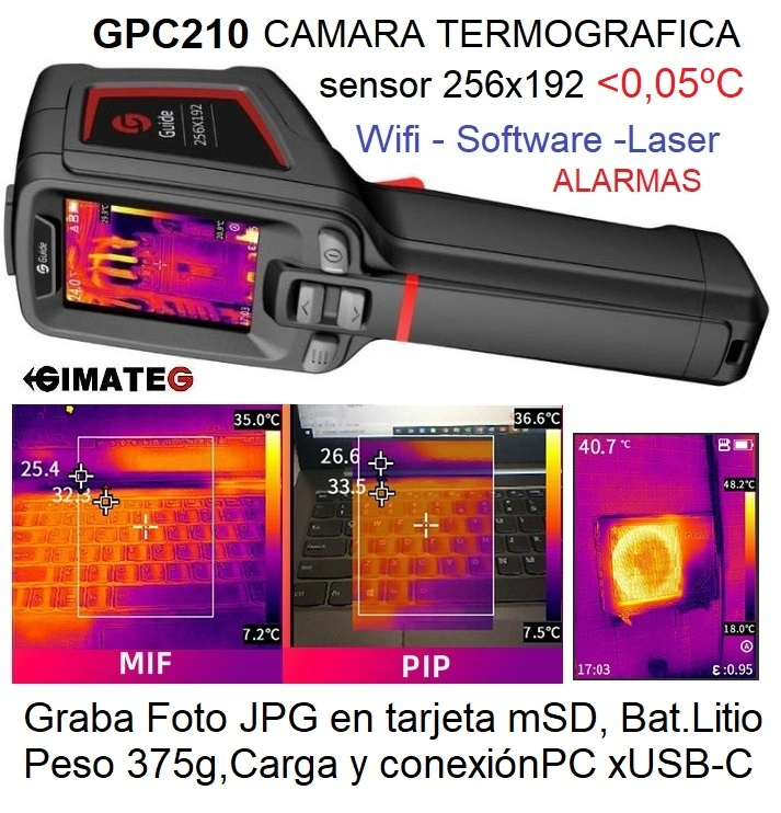 termografica ligera PC210 con alarma guide gimateg