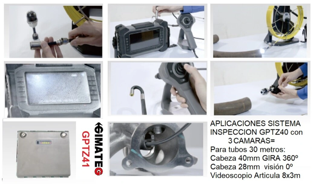 Aplicaciones camara triple para tubos de DN30 a DN200 PTZ gimateg