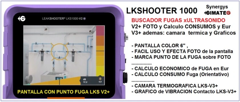 primer localizador fugas gases comprimido con foto Leakshooter Gimateg