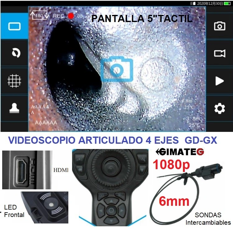 pantalla videoscopio foto 1080p articulado 4 ejes GD-GX GimateG