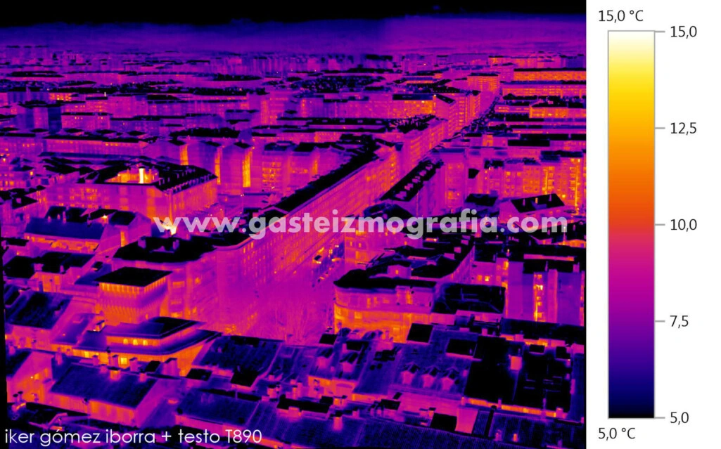 termografia de Vitoria Gasteiz desde Catedral testo-890 iker GimateG